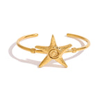 2H Stainless Steel Starfish Open Bracelet Ocean Bangle bracelet