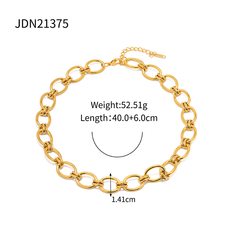 2H 18K Gold Thick Chain Stainless Steel Bracelet Versatile Non-Fading Bracelet Jewelry