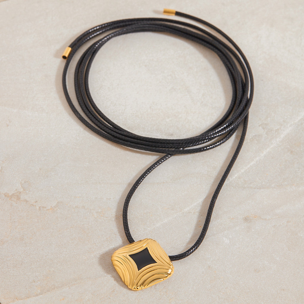 Square Black Oil Drop Necklace Jewelry for Women Stainless Steel Jewelry necklace