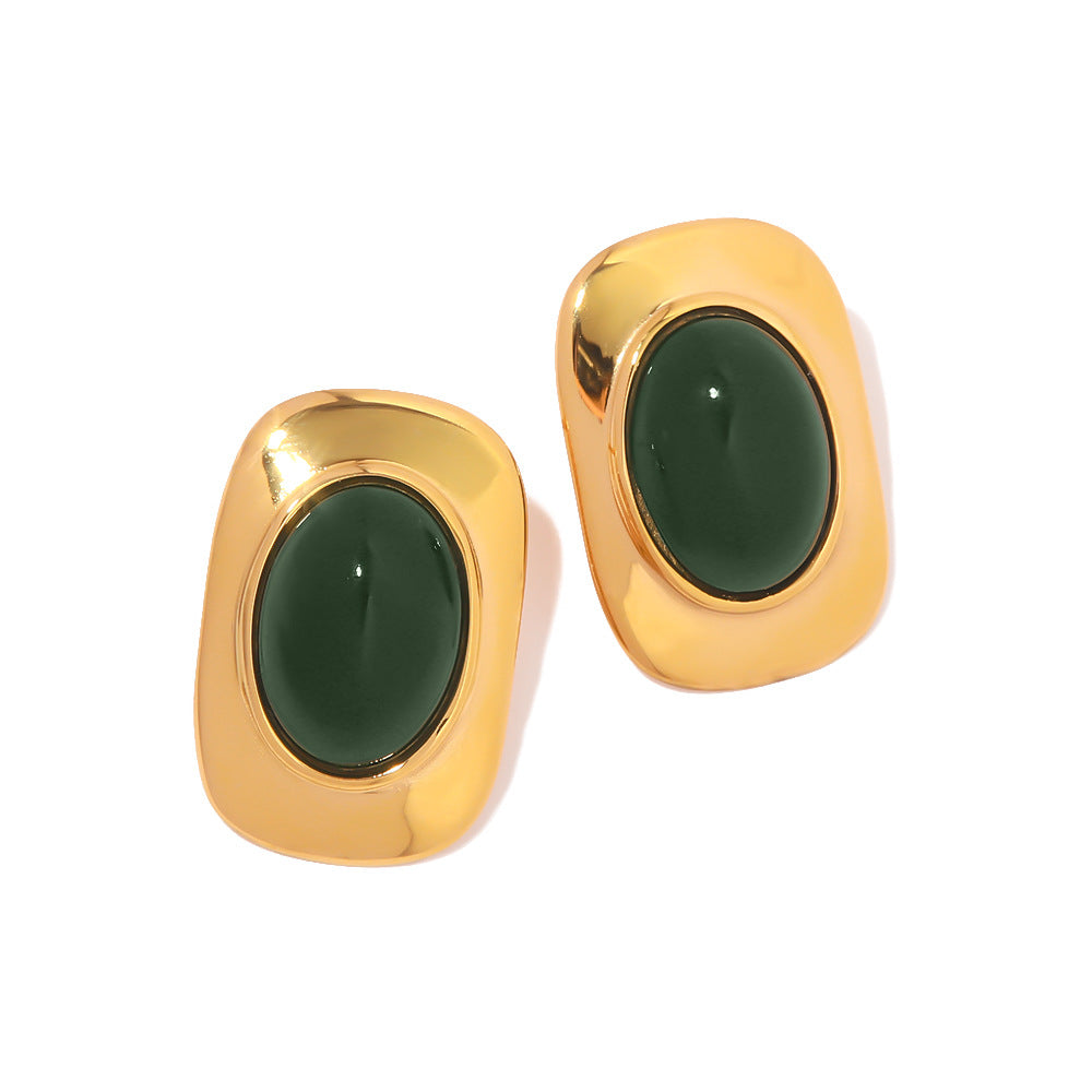 2H Trendy  Accessories18k Gold Vintage Oval Earrings Trendy Fashion Versatile Ear Jewelry