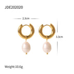 Stainless Steel Freshwater Pearl Earrings Fashion New Women's Large Pearl c Pendant Earrings Jewelry