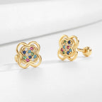 SE0324 S925Silver New Pure Silver Small Earrings New Chinese Style Women's Four-Leaf Clover Earrings Jewelry