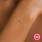 S925 Sterling Silver Birthstone Diamond Bracelet Four Prong Setting