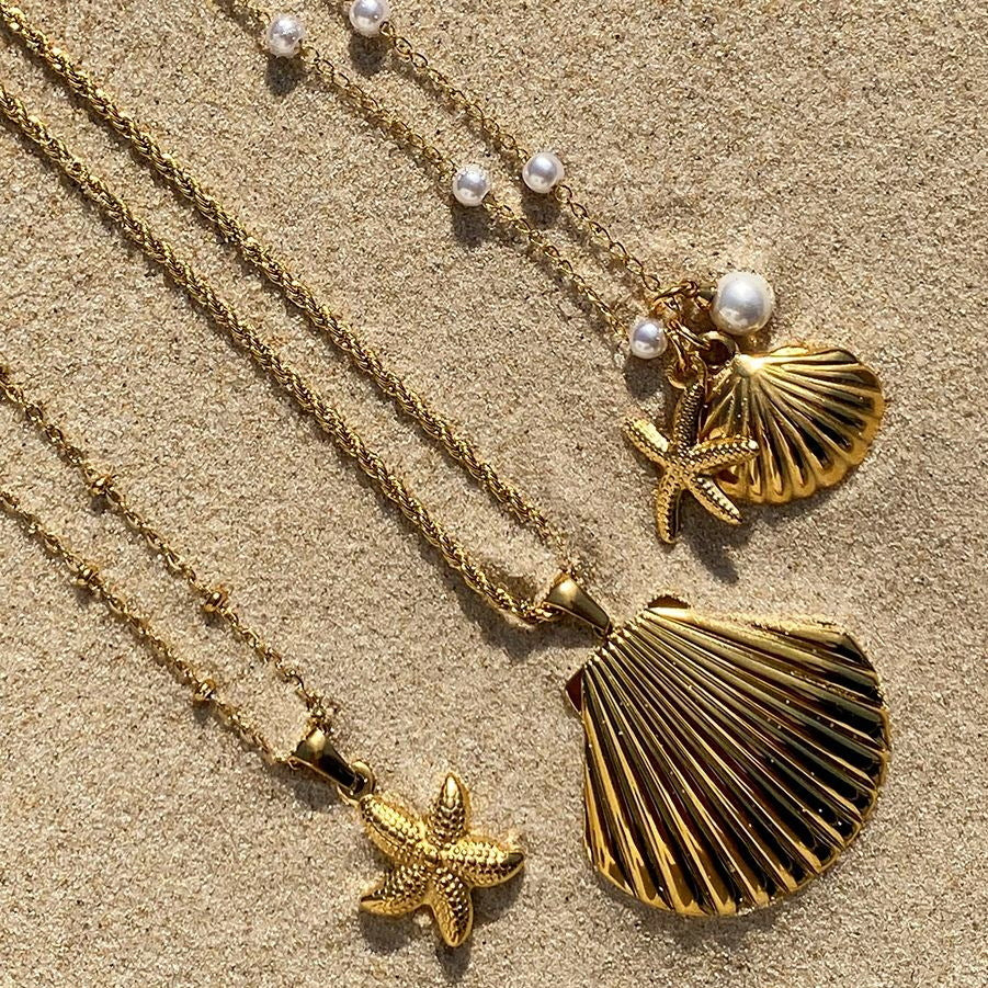 Shell Pearl Necklace Ocean Jewelry Accessories Stainless Steel Jewelry