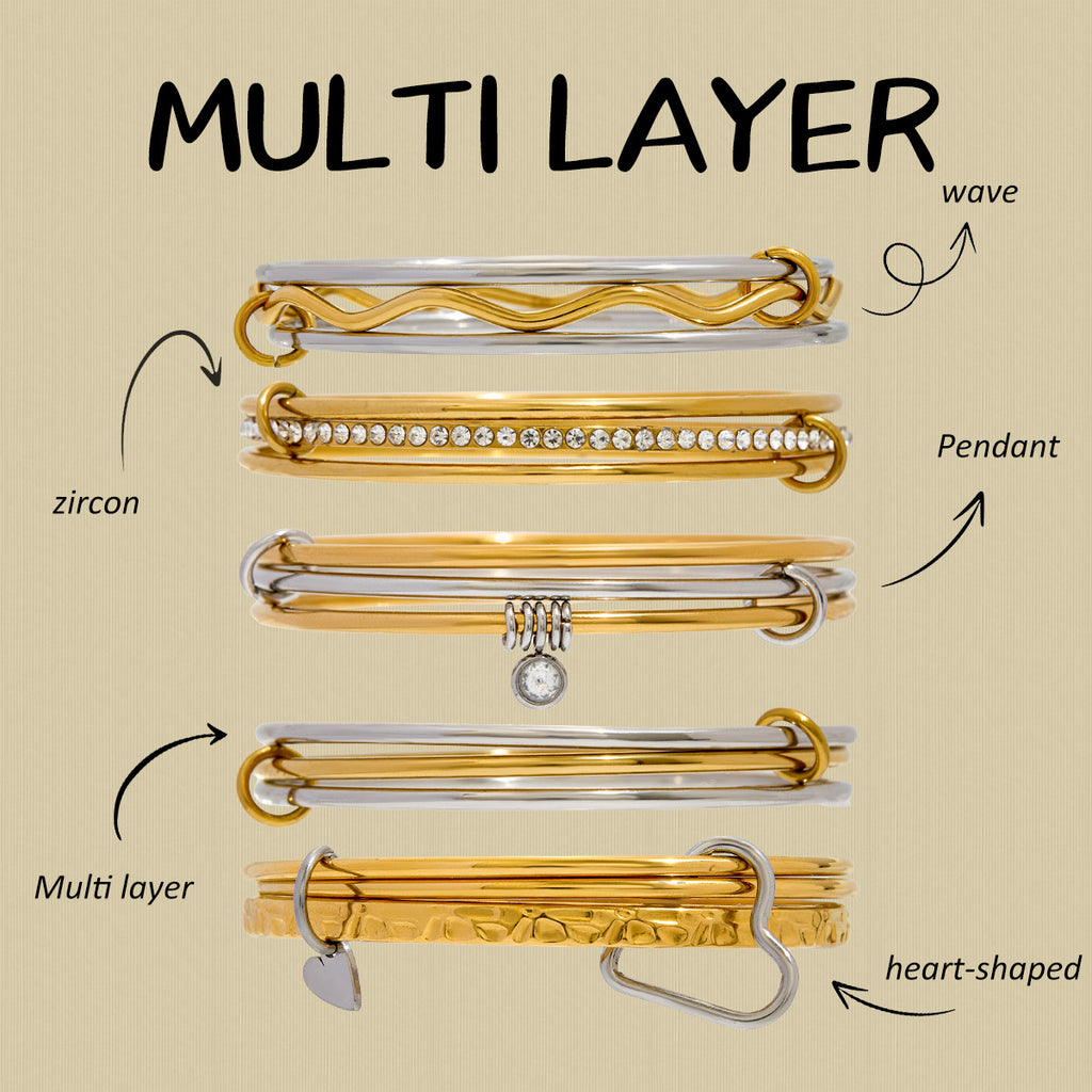 Stainless Steel Zircon Bracelet for Women, Non-Fading Jewelry Bangle Accessories