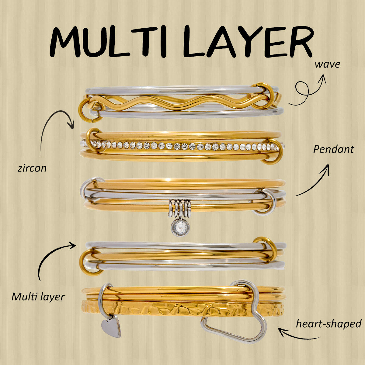 Stainless Steel Zircon Bracelet for Women, Non-Fading Jewelry Bangle Accessories