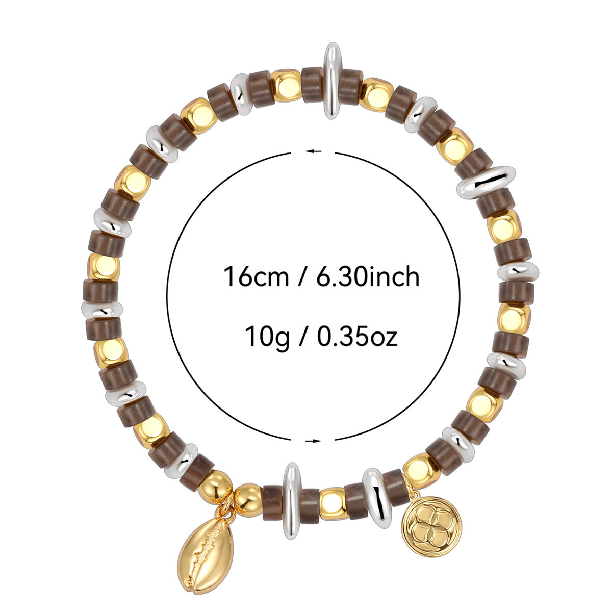B0331 Vintage Melad Coffee Bean Coating18k Gold Beaded Holiday Bohemian Bracelet