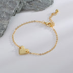 B0182  Korean Version Fashion Simple Heart-shaped Bracelet for Women gold Love Heart26Minimalist Letter Style