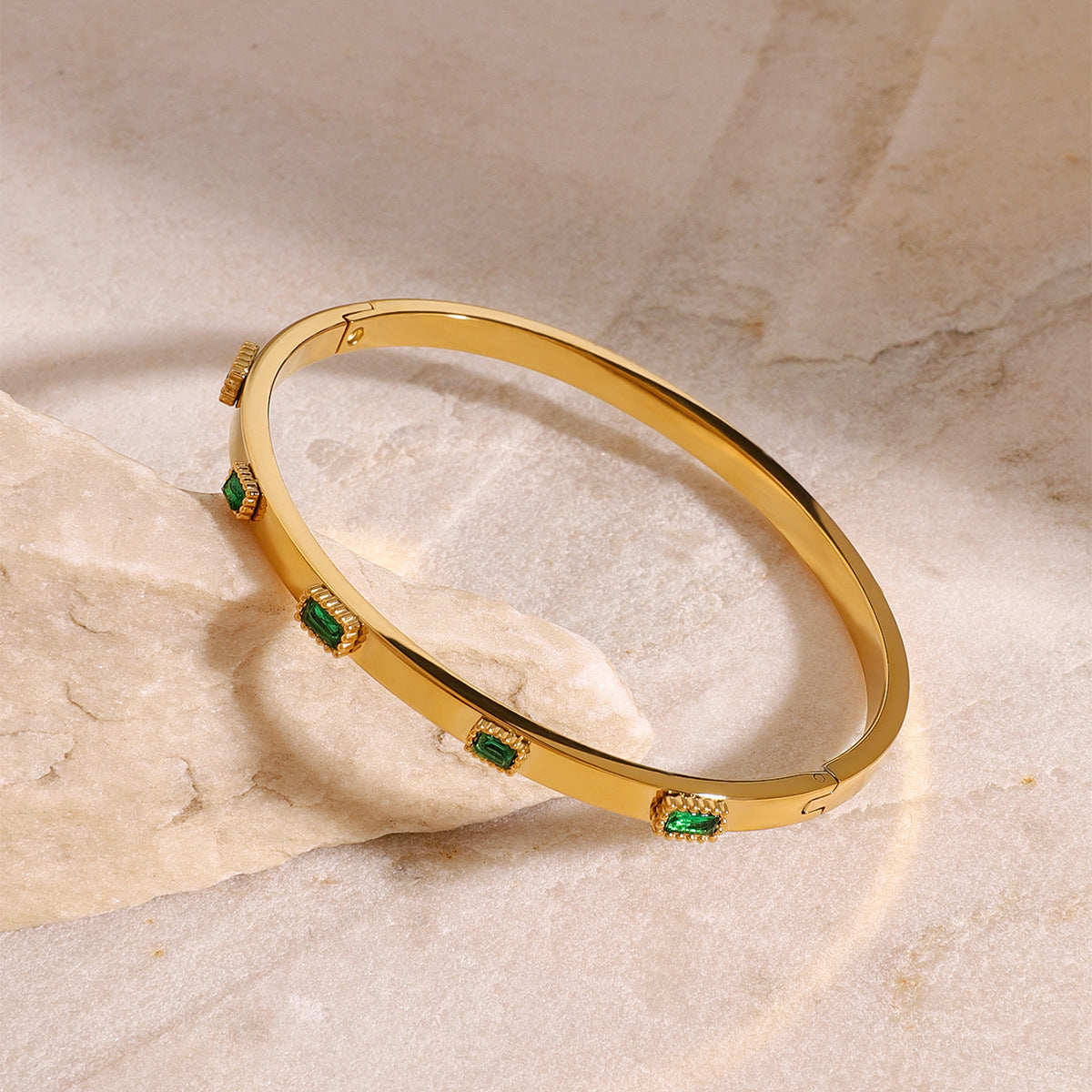 2H Stainless Steel Green Zircon Bracelet High Version Buckle Bracelet bracelet