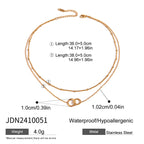 Double Layer Stacked Necklace Collarbone Chain Stainless Steel Jewelry Non-Fading