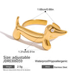 Lucky Cat Dog Ring Non-Fading Jewelry Stainless Steel for Women rings