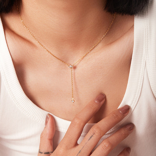 18K Gold-Plated Brass Crown White CZ Pendant Necklace featuring cubic zirconia detailing