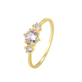 Gold-Plated Brass Sculptural CZ Ring — Timeless Profile with gold-tone brass construction