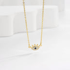 S925 Silver Blue Eye Necklace Minimalist Diamond Collarbone Chain