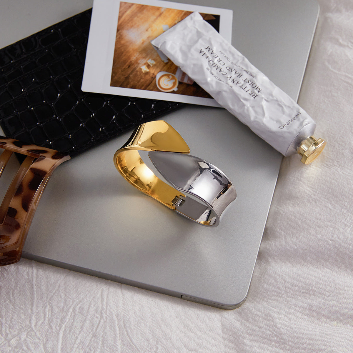 2H Color Block Openable Spring Bracelet Non-Fading Stainless Steel Jewelry