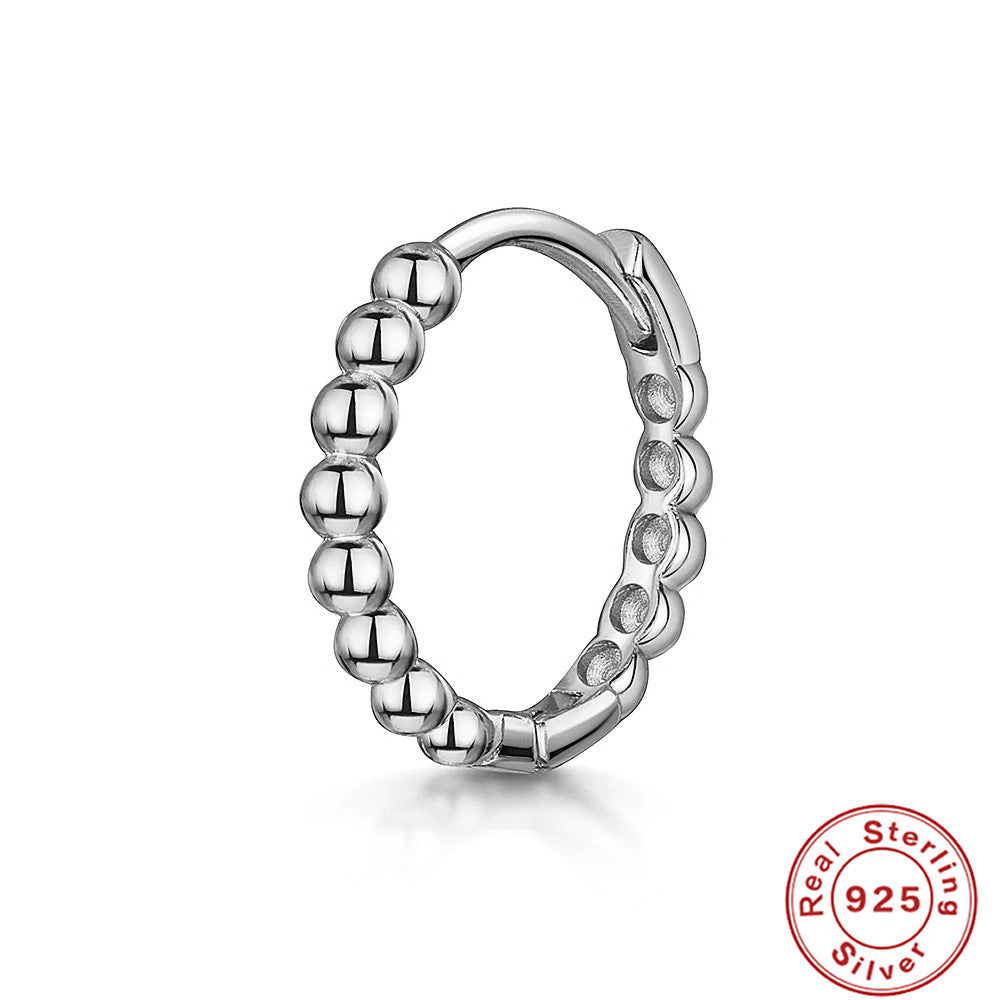 S925Sterling Silver Cartilage Piercing Diamond-Studded Hoop Earrings Ear Cuffs Ear Studs shien Hot-selling Punk Style Ear Cuff