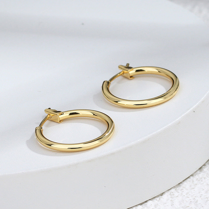 E0307 Simple Round Small Hoop Earrings20mm New Glossy Earrings Ear Clips Hoop Ornament Women