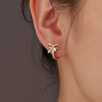 SE0265 S925Silver plating14K Gold Cute Bow Earrings