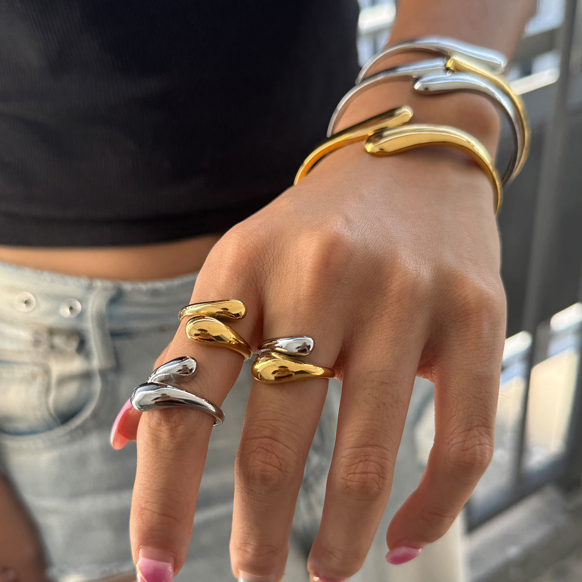 Bracelet Non-Fading Jewelry Ring Stainless Steel Set