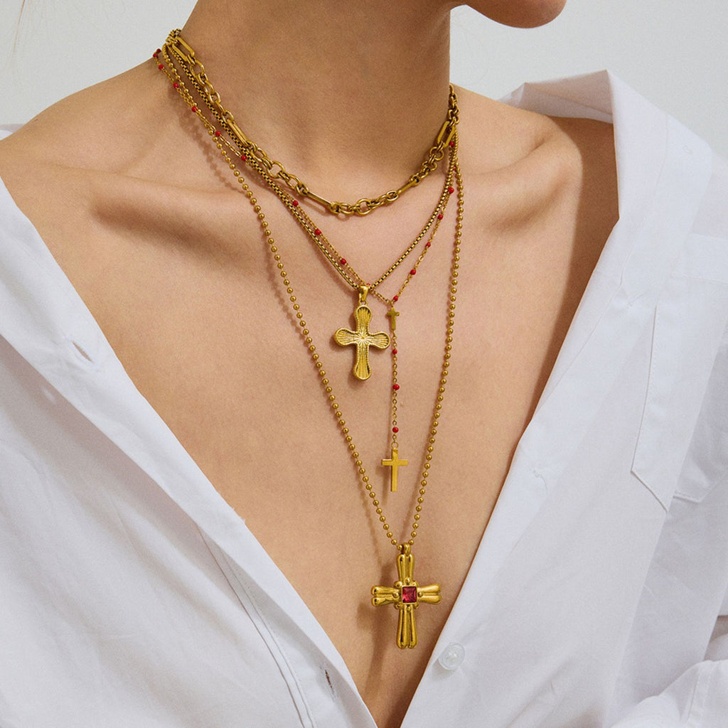 Stainless Steel Cross Necklace Non-Fading Jewelry Collarbone Chain