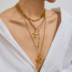 Stainless Steel Cross Necklace Non-Fading Jewelry Collarbone Chain