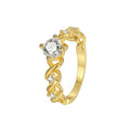 Gold-Plated Brass Round CZ Ring with Cubic zirconia Detail with gold-tone brass construction