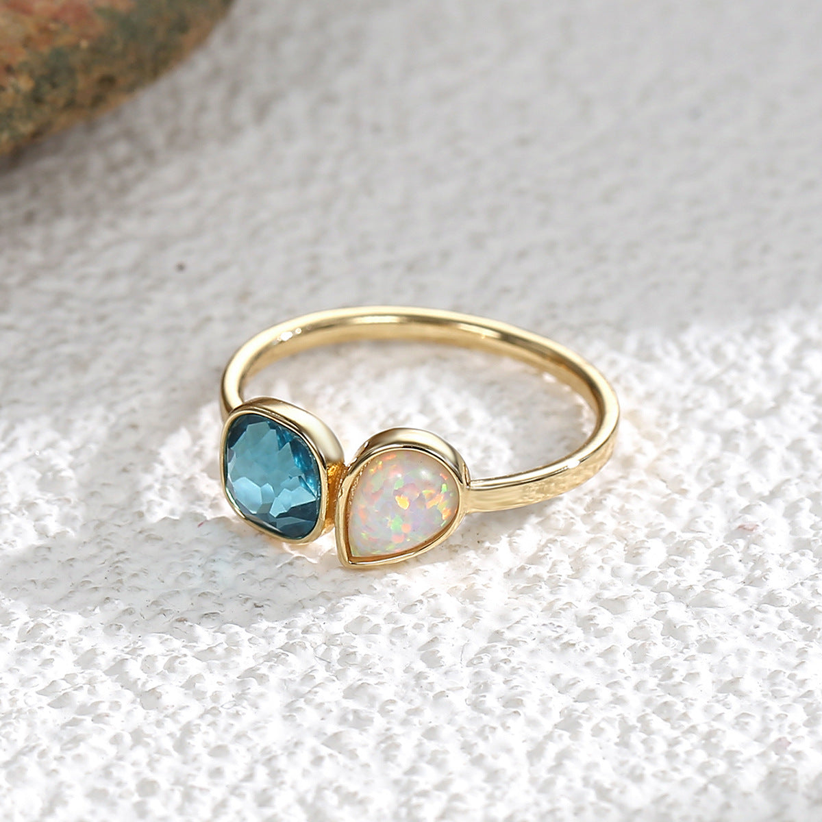 R0215 Fashion jewelry Geometric Synthetic Opal Ring Opal Stone Woman OPAL Ring