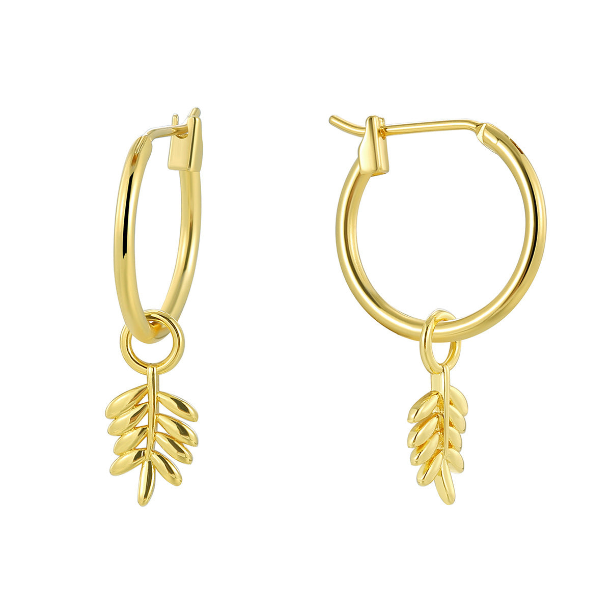 E0799 Fashionable Design Wheat Ear Earrings for Women Copper Plated18K Gold Feather Earrings Jewelry