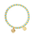 Gold-Plated Brass Shell Beaded Bracelet — Elegant Profile featuring beaded and a gold-tone finish