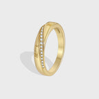 R0420 Fashion New Roman Numeral Pattern Ring for Women, Copper Plated with Real Gold, Micro Pave Zircon Ring