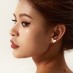 18K Gold Natural White Shell Butterfly Shape Simple Stud Earrings14K Golden White Shell Butterfly Gold Chain Stainless Steel Necklace