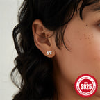 New S925Sterling Silver Bowknot Colorful Diamond Inlaid Heart Stud Earrings Hot-Selling Fashion Earrings