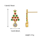 E0539 Festive Element Christmas Ornaments Green Purple Zircon Stud Earrings for Women Fashion Christmas Tree Earrings
