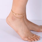 A0014 Jewelry Starfish Tassel Chain Simple Design Anklet for Women Brass Gold-Plated Foot Jewelry