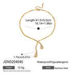 Stainless Steel Water Drop Glass Pendant Necklace Collarbone Chain Non-Fading Jewelry