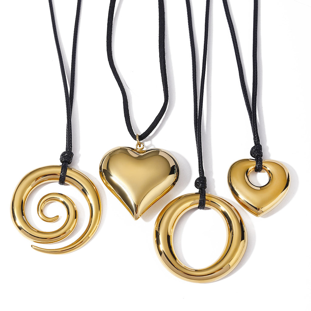 18K Gold Stainless Steel Wax Rope Circle Necklace Same Style Trendy Curved Tube Necklace