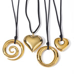 18K Gold Stainless Steel Wax Rope Circle Necklace Same Style Trendy Curved Tube Necklace