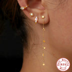 925 Sterling Silver Diamond Pentagram Tassel Ear Threads — product detail image 03