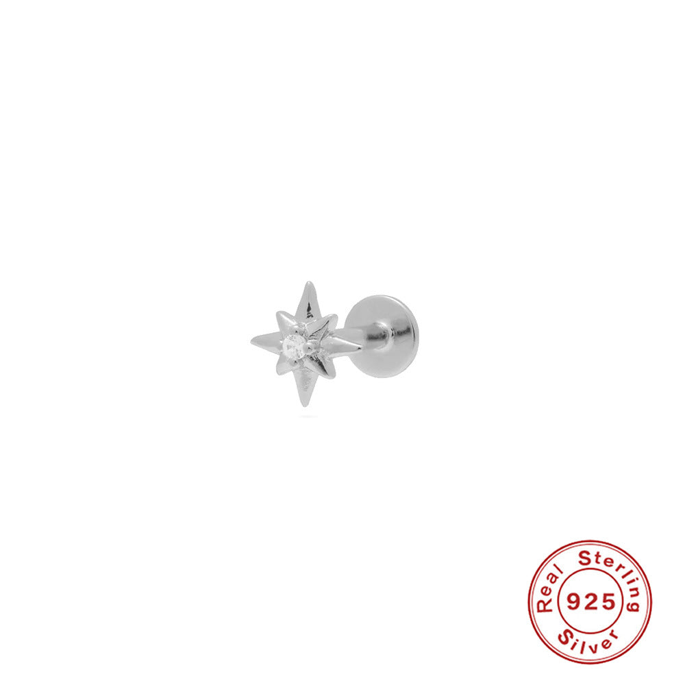 New S925Sterling Silver Stud Earrings18G Flat Head Push Piercing Cartilage Earrings Hot Selling Piercing Ear Lobe