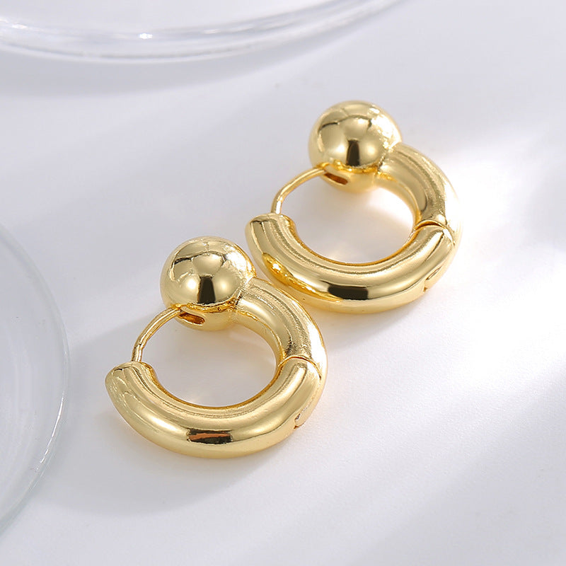 CYE0780 Vintage Irregular Earrings for Women Brass Gold-Plated Circle Ball Fashion Ear Jewelry