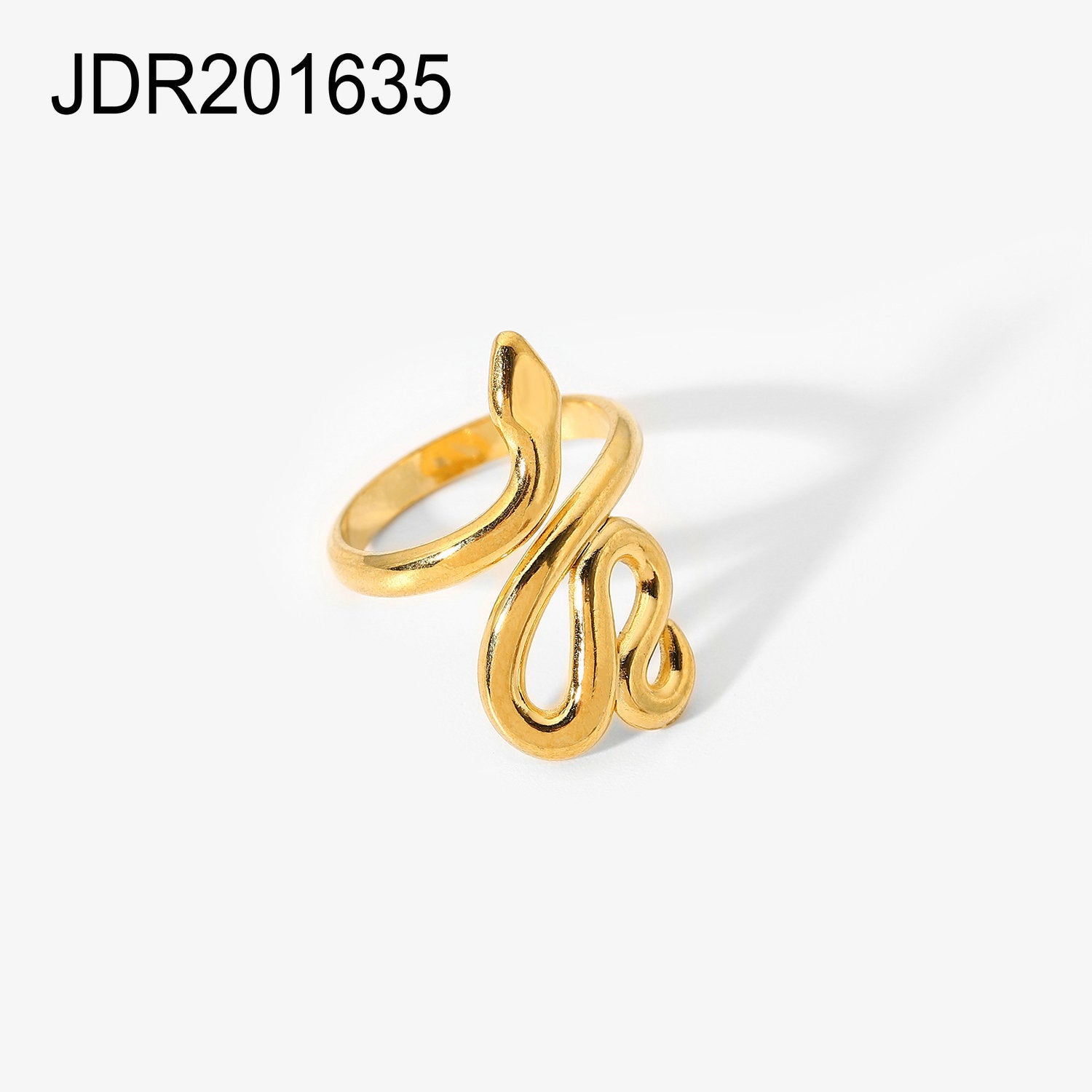 Fashion Geometric Chain Cross Open Ring for Women18K Gold-plated Stainless Steel Snake Shape