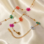 Bracelet Design for Women18K Stainless Steel Bracelet Handmade Colorful Small Flower Chain Bracelet