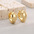 E0392 S925Irregular Arc Smooth Earrings for Women Copper Plated Real Gold Minimalist Style Ear Jewelry