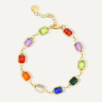B0228 Fashion Vacation Style Gold-Plated Bracelet for Women, Multi-Color Acrylic Simple Design