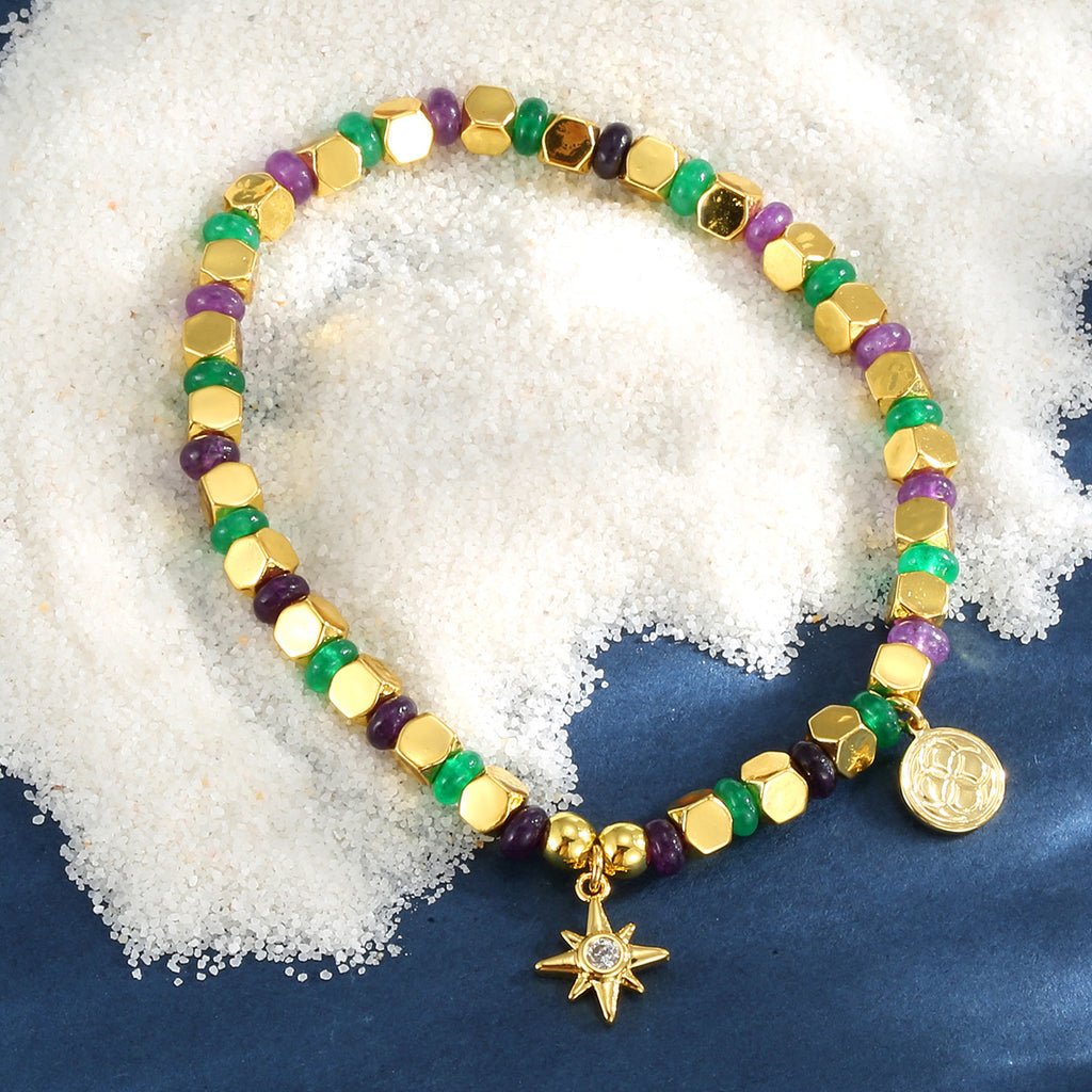 B0290 Vacation Zircon Eight-Pointed Star Beads Fashion Trend Chalcedony Beads