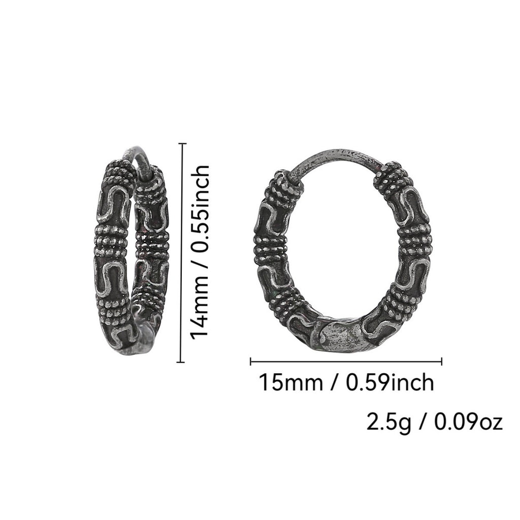 E0729 Vintage Distressed Earrings for Women Simple Ethnic Style Ancient silver Snake Texture Fashion Earrings
