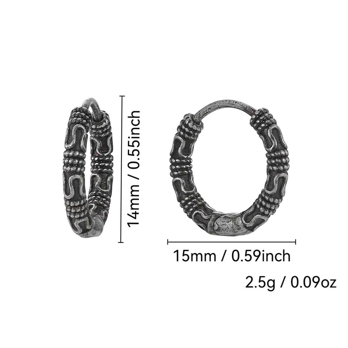 E0729 Vintage Distressed Earrings for Women Simple Ethnic Style Ancient silver Snake Texture Fashion Earrings