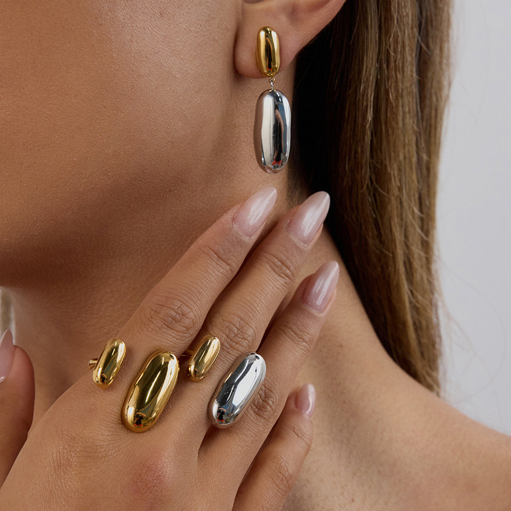 Color Block Ring Non-Fading Earrings Jewelry for Women Stainless Steel Stud Earrings