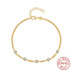 S925 Sterling Silver Five Pointed Star Diamond Circle Bracelet