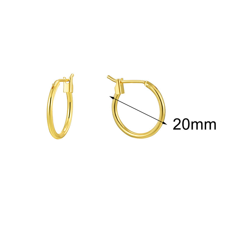 E0307 Simple Versatile Geometric Round Small Hoop Earrings for Women, Multiple Sizes, Gold-Plated Minimalist Ear Cuffs